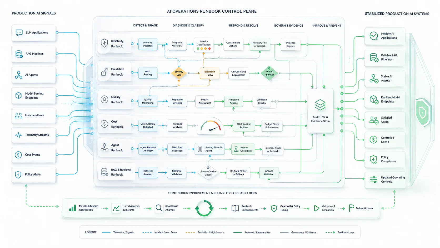 AI Operations Runbooks: How Enterprises Standardize Reliability, Escalation, and Continuous Improvement for Production AI